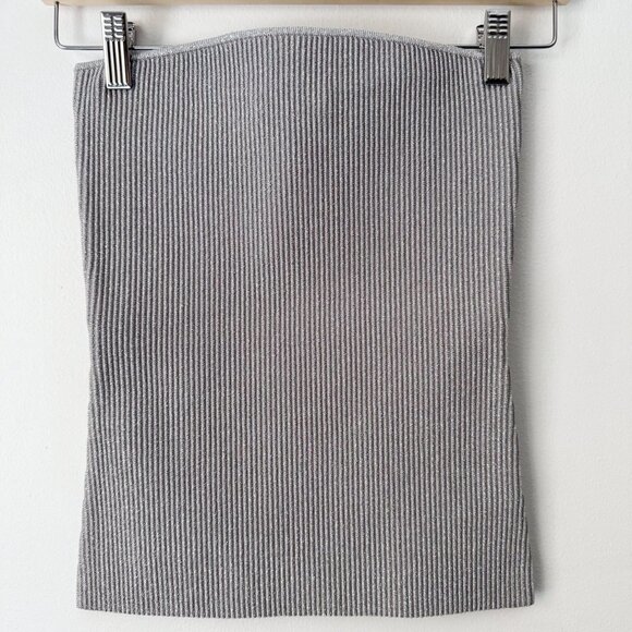 Aritzia Babaton Tube Top Sculpt Knit Silver - Picture 9 of 12